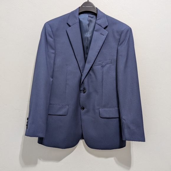 ‼️SOLD‼️ 100% Wool Calvin Klein Men's Blue Suit Formal Slim Fit 42S, 34X30 - Picture 2 of 11